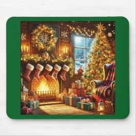 Cozy Christmas Fireplace Mouse Pad Muismat