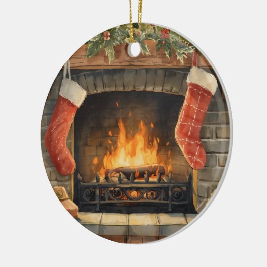 Cozy Christmas Fireplace Ornament | Personalized  (Links)