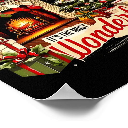 Cozy Christmas Fireplace Tree Holiday Winter Decor Poster (Hoek)