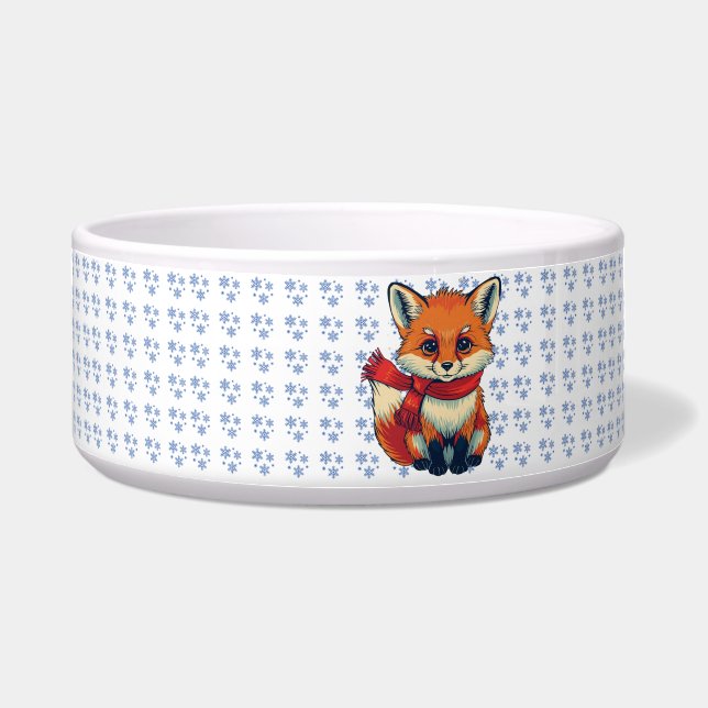 Cozy Christmas Fox Ceramic Pet Bowl Voerbakje (Voorkant)