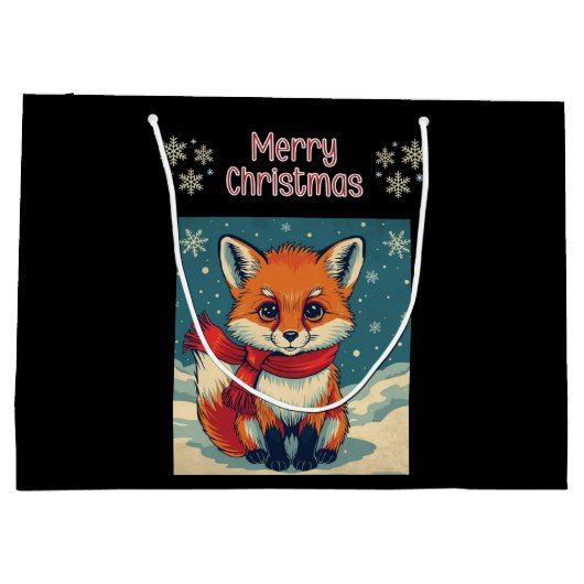 Cozy Christmas Fox Gift Bag Groot Cadeauzakje (Achterkant)