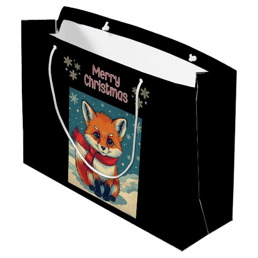 Cozy Christmas Fox Gift Bag Groot Cadeauzakje (Achterkant Gekanteld)