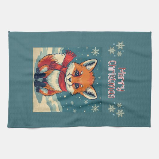 Cozy Christmas Fox Kitchen Towels Theedoek (Horizontaal)