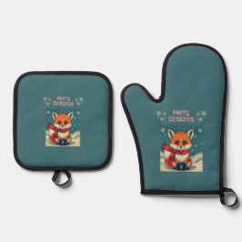 Cozy Christmas Fox Ovenwant & Pannenlap Set