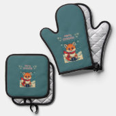 Cozy Christmas Fox  Ovenwant & Pannenlap Set (Voorkant / Achterkant)