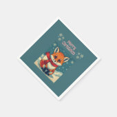 Cozy Christmas Fox Paper Napkin Servet (Hoek)