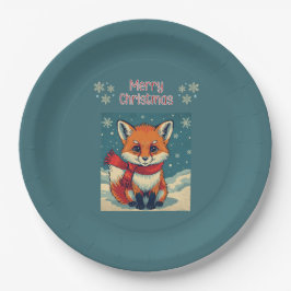 Cozy Christmas Fox Paper Plate Papieren Bordje