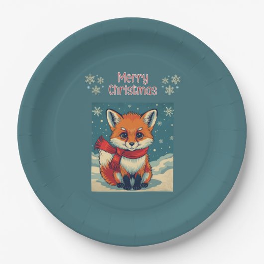 Cozy Christmas Fox Paper Plate Papieren Bordje (Voorkant)