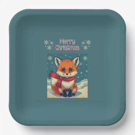 Cozy Christmas Fox Paper Plate Papieren Bordje
