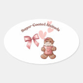 Cozy Christmas Gingerbread Coquette – Swee Ovale Sticker (Voorkant)