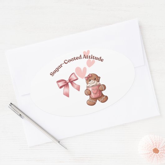Cozy Christmas Gingerbread Coquette – Swee Ovale Sticker (Envelop)