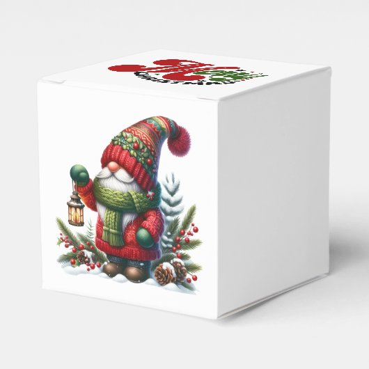 Cozy Christmas Gnome Art – Festive Holiday Bedankdoosjes (Voorkant Zijde)