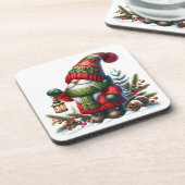 Cozy Christmas Gnome Art – Festive Holiday Bier Onderzetter (Linkerzijde)