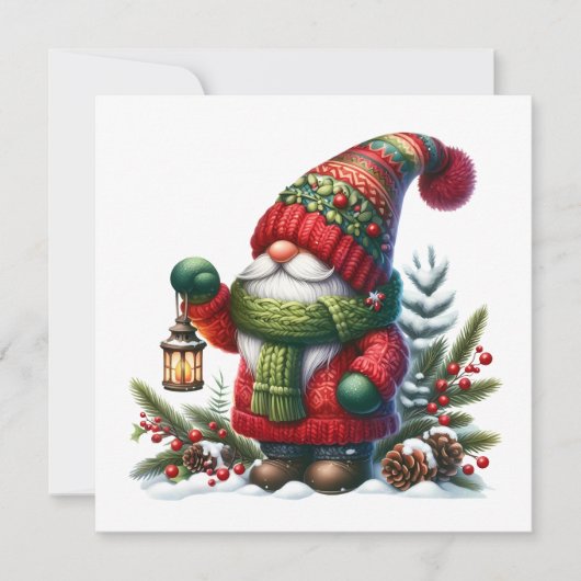 Cozy Christmas Gnome Art – Festive Holiday Kaart (Voorkant)