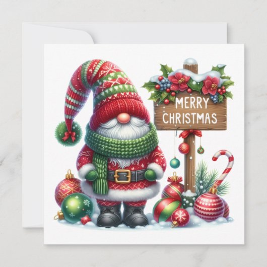 Cozy Christmas Gnome Art – Festive Holiday Kaart (Voorkant)