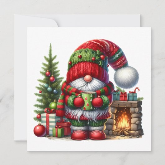 Cozy Christmas Gnome Art – Festive Holiday Kaart (Voorkant)