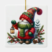 Cozy Christmas Gnome Art – Festive Holiday Keramisch Ornament (Achterkant)