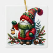 Cozy Christmas Gnome Art – Festive Holiday Keramisch Ornament (Voorkant)