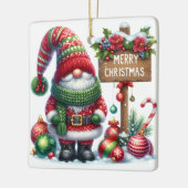 Cozy Christmas Gnome Art – Festive Holiday Keramisch Ornament (Links)
