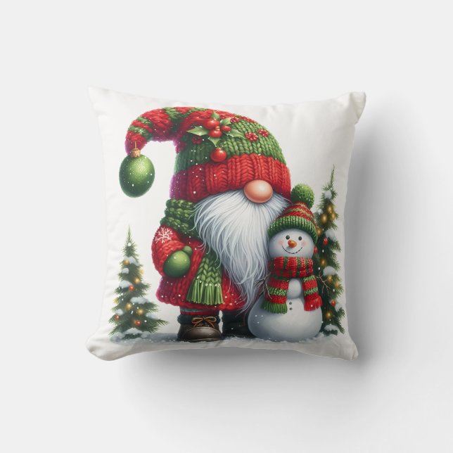 Cozy Christmas Gnome Art – Festive Holiday Kussen (Voorkant)