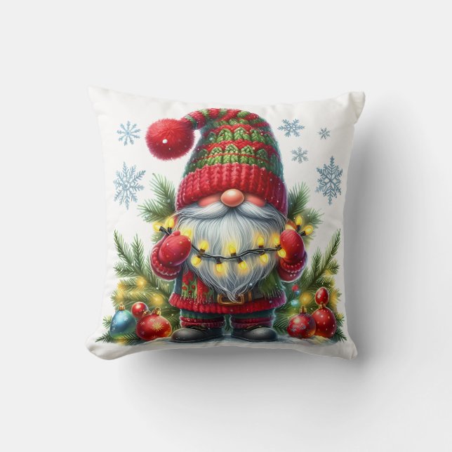 Cozy Christmas Gnome Art – Festive Holiday Kussen (Voorkant)