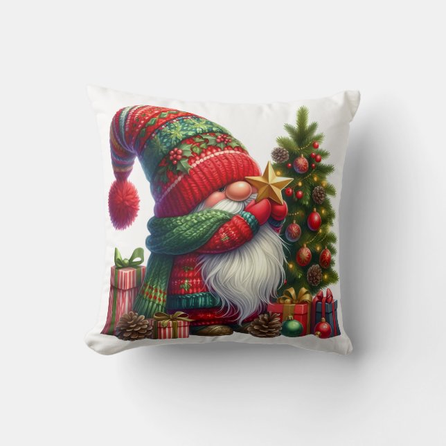 Cozy Christmas Gnome Art – Festive Holiday Kussen (Voorkant)
