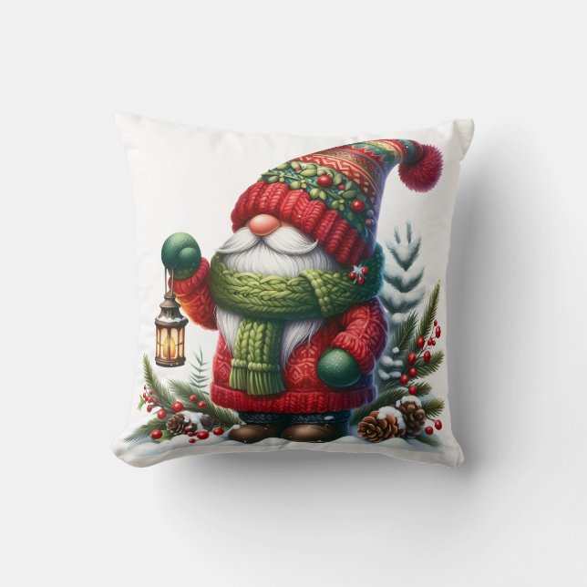 Cozy Christmas Gnome Art – Festive Holiday Kussen (Voorkant)