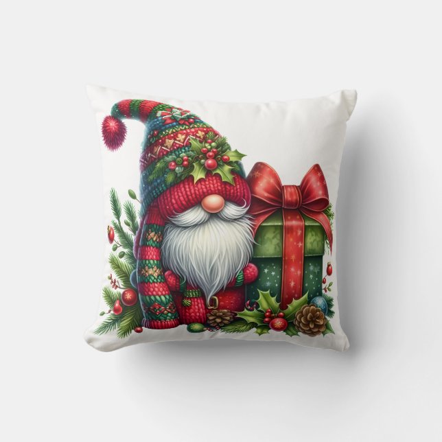 Cozy Christmas Gnome Art – Festive Holiday Kussen (Voorkant)