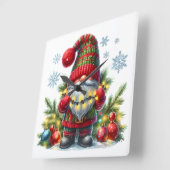 Cozy Christmas Gnome Art – Festive Holiday Vierkante Klok (Hoek)