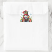 Cozy Christmas Gnome Art – Festive Holiday Vierkante Sticker (Tas)