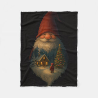 Cozy Christmas Gnome Cabin Fleece Blanket – Vintag