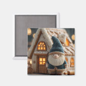 Cozy Christmas Gnome with Gingerbread House Magneet (Voorkant / Achterkant)