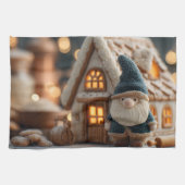 Cozy Christmas Gnome with Gingerbread House Theedoek (Horizontaal)