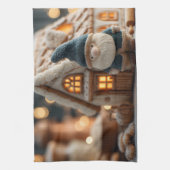 Cozy Christmas Gnome with Gingerbread House Theedoek (Verticaal)
