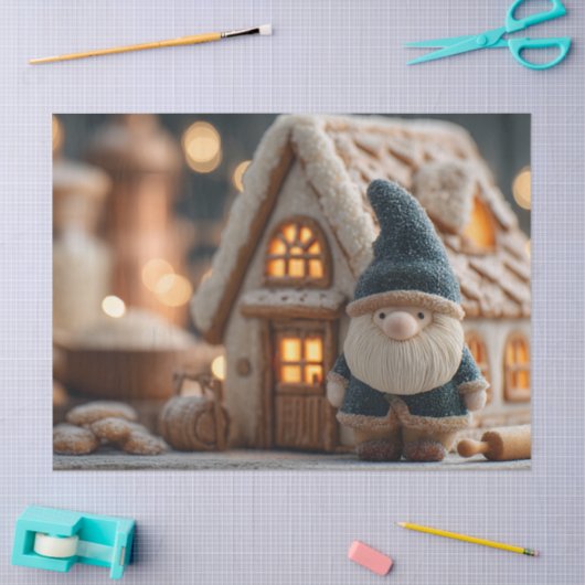 Cozy Christmas Gnome with Gingerbread House Tissuepapier (Craft)