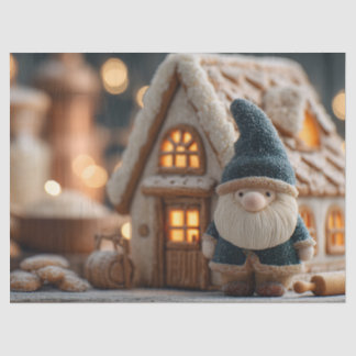 Cozy Christmas Gnome with Gingerbread House Tissuepapier