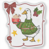 Cozy Christmas Goose Holiday Design Sticker (Voorkant)