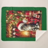 Cozy Christmas Kitten large Sherpa Blanket Sherpa Deken (Voorkant (horizontaal))