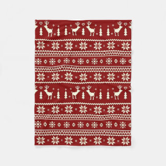 Cozy Christmas Knit Pattern Blanket Fleece Deken
