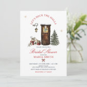 Cozy Christmas Let’s Deck the Halls Bridal Shower Kaart (Staand voorkant)