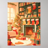 Cozy Christmas Living Room Poster (Voorkant)
