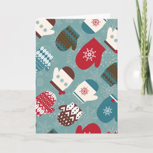 Cozy Christmas Mittens Feestdagen Kaart (Voorkant)