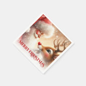 Cozy Christmas Napkins Cute Santa Claus Rudolph Servet (Hoek)