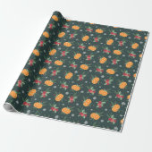 Cozy Christmas Oranges Wrapping Paper Cadeaupapier (Uitgerold)
