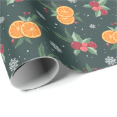 Cozy Christmas Oranges Wrapping Paper Cadeaupapier (Rol Hoek)