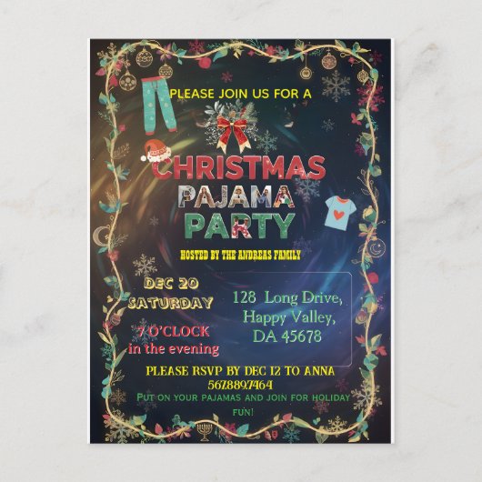 Cozy Christmas Pajama Bash | Festive Family Briefkaart (Voorkant)