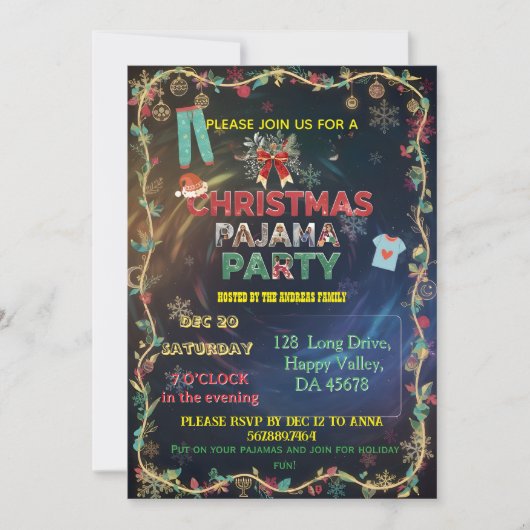 Cozy Christmas Pajama Bash | Festive Family Kaart (Voorkant)