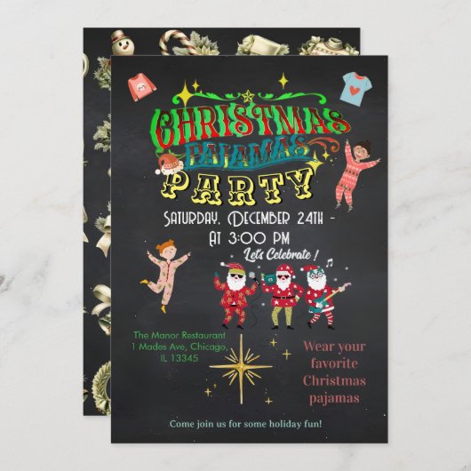  Cozy Christmas Pajamas Party Funny Rustic  Kaart (Voorkant / Achterkant)