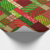 Cozy Christmas Patchwork Quilt Wrapping Paper  Cadeaupapier (Hoek)