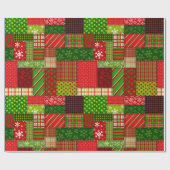Cozy Christmas Patchwork Quilt Wrapping Paper  Cadeaupapier (Vlak)